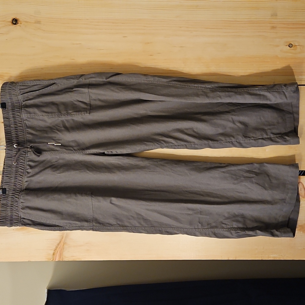 Willit XXL 27in Inseam Linen Cotton Taupe Gray Elastic Waist Pocketed Pants